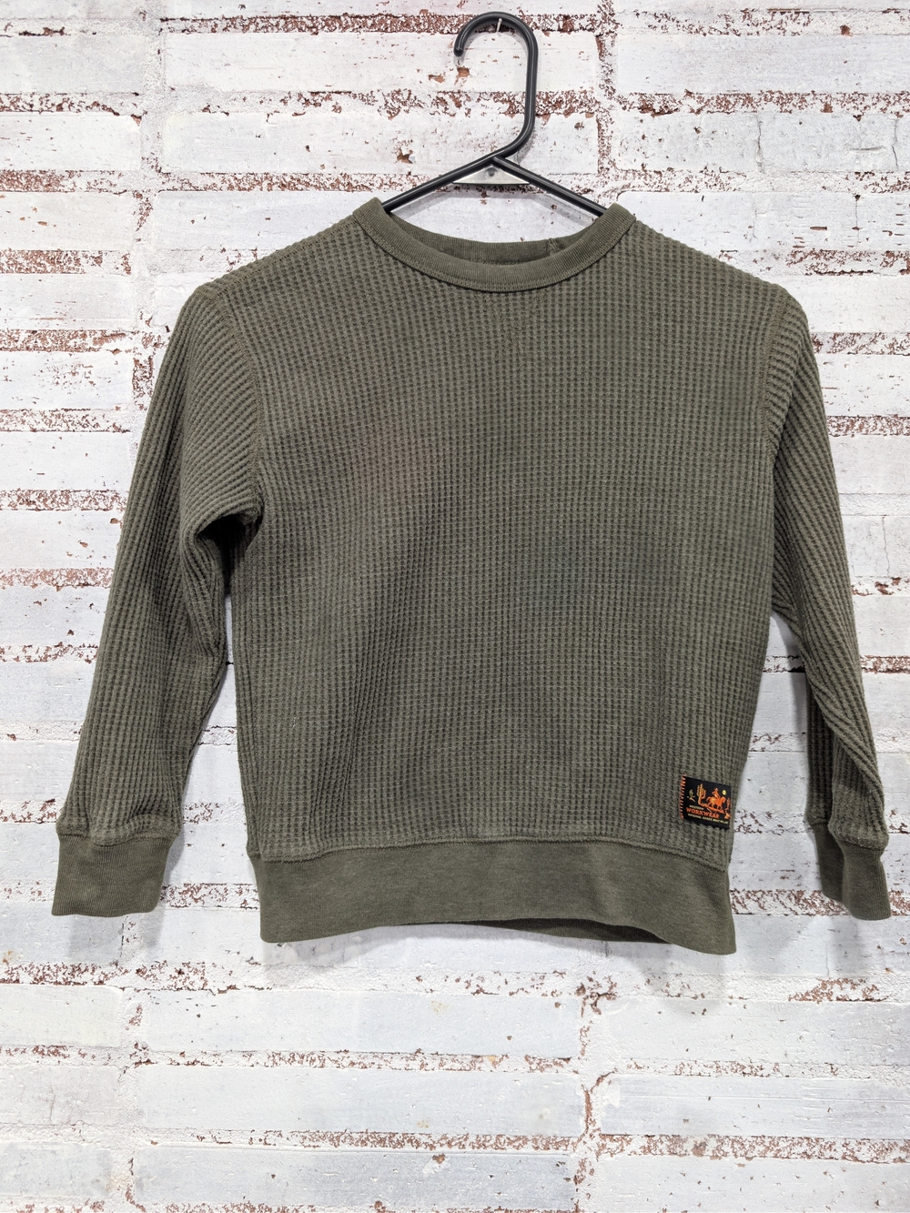 Old Navy Olive Green Waffle Knit Kids Sweater